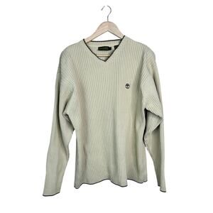 Vintage Men's Timberland Weathergear V-neck Ribbed Knit Sweater Cotton